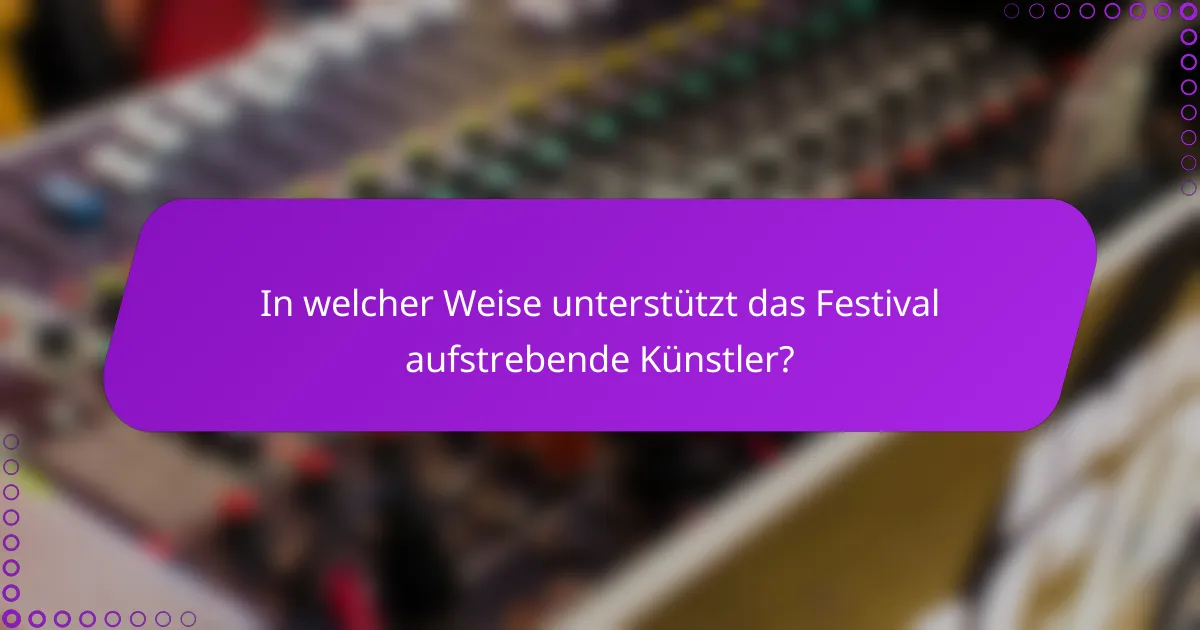 In welcher Weise unterstützt das Festival aufstrebende Künstler?
