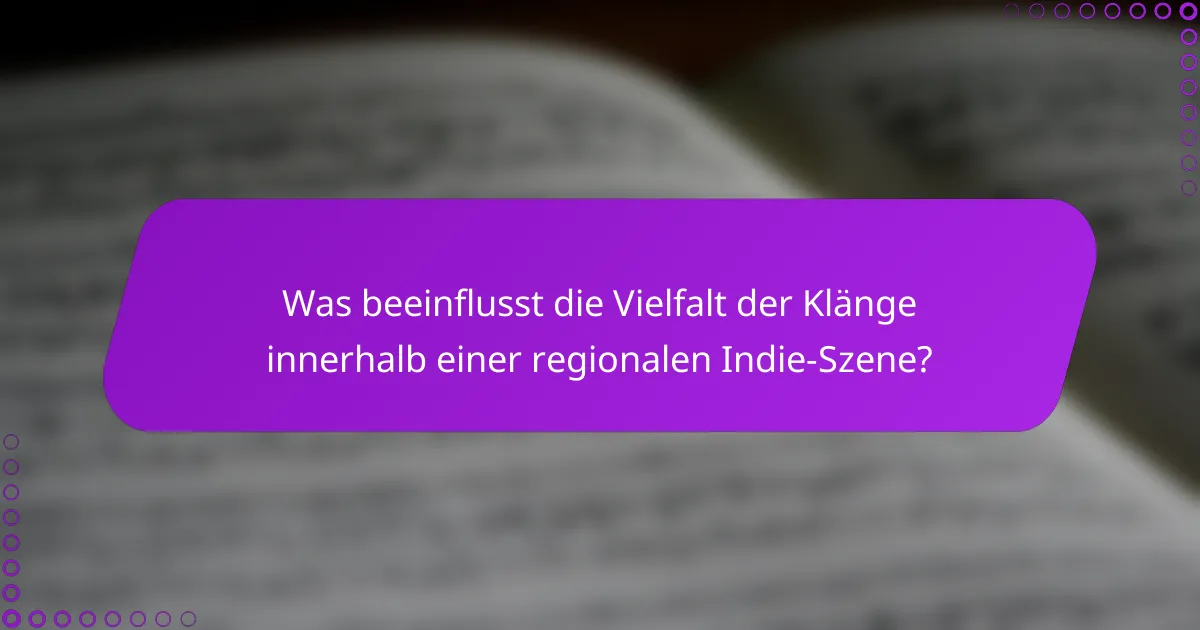 Was beeinflusst die Vielfalt der Klänge innerhalb einer regionalen Indie-Szene?