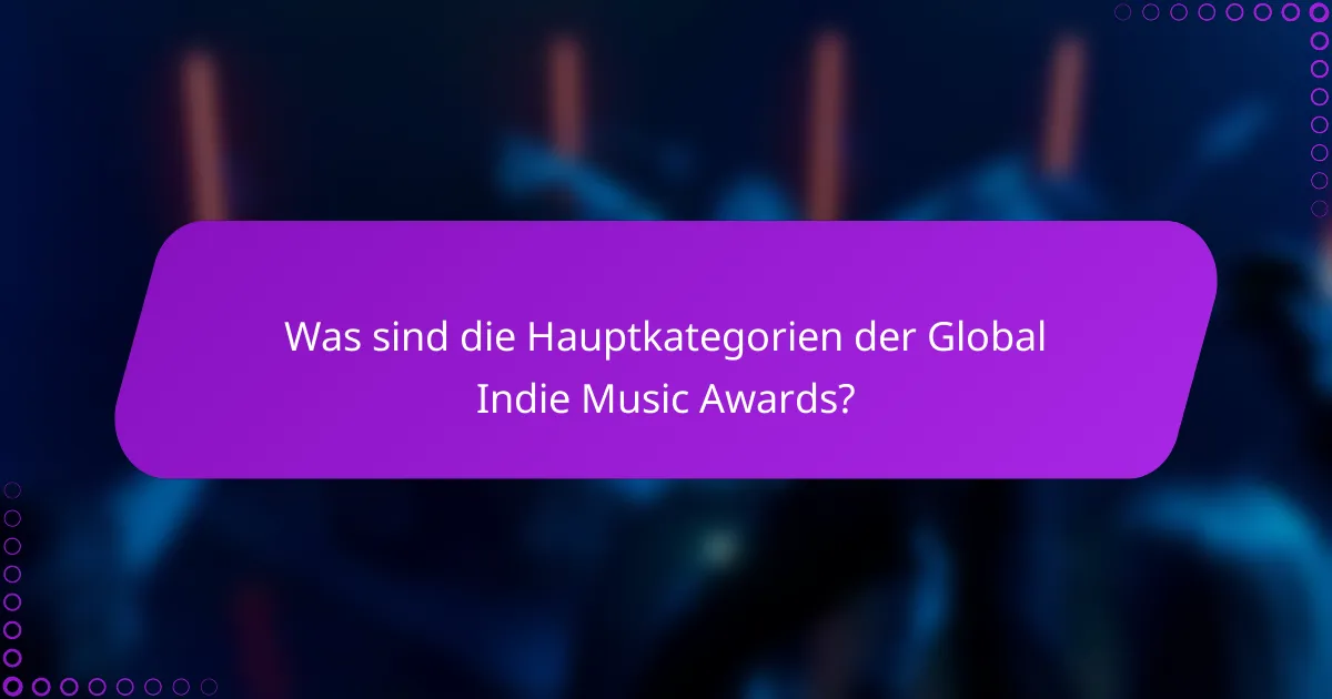 Was sind die Hauptkategorien der Global Indie Music Awards?