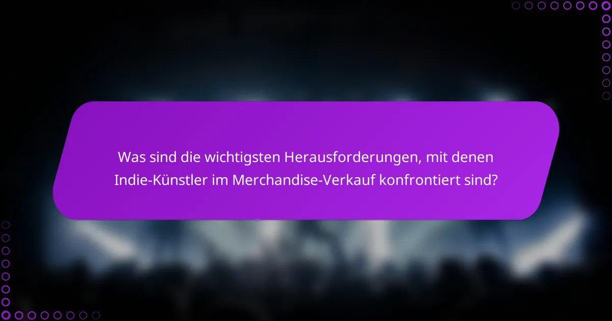 Was sind die wichtigsten Herausforderungen, mit denen Indie-Künstler im Merchandise-Verkauf konfrontiert sind?