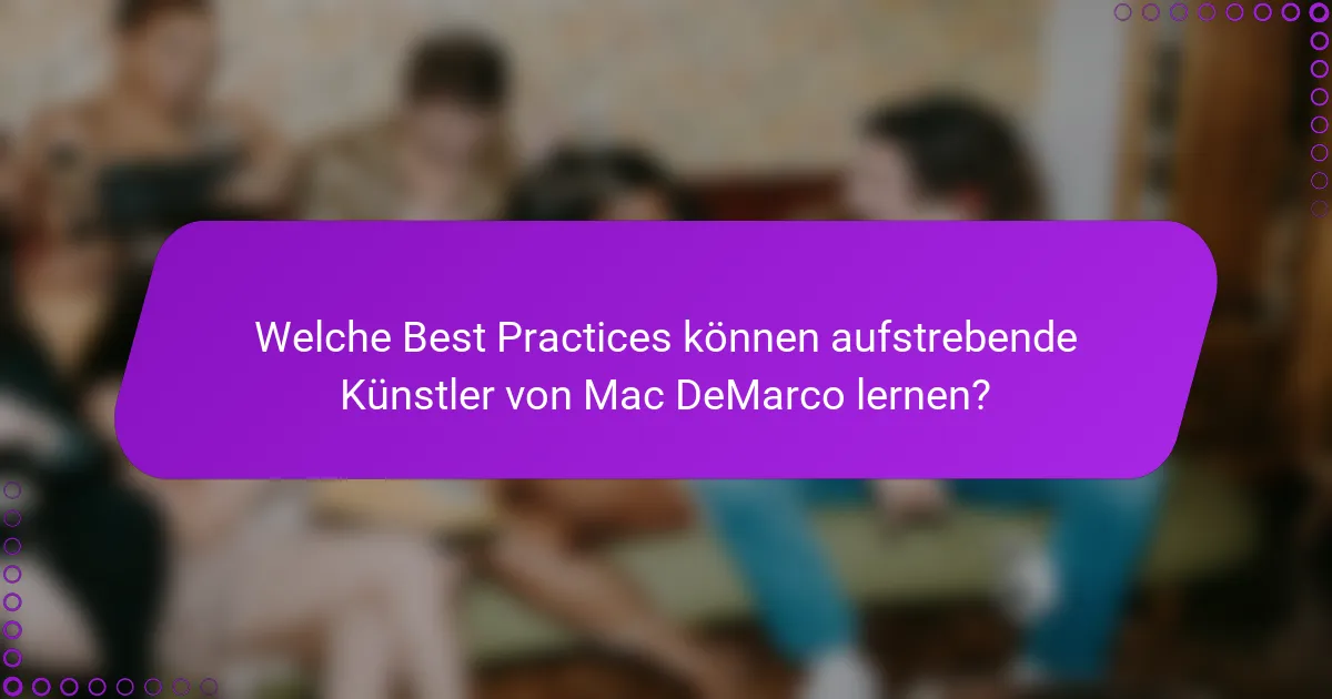 Welche Best Practices können aufstrebende Künstler von Mac DeMarco lernen?
