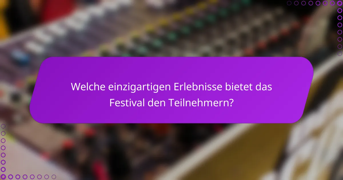Welche einzigartigen Erlebnisse bietet das Festival den Teilnehmern?