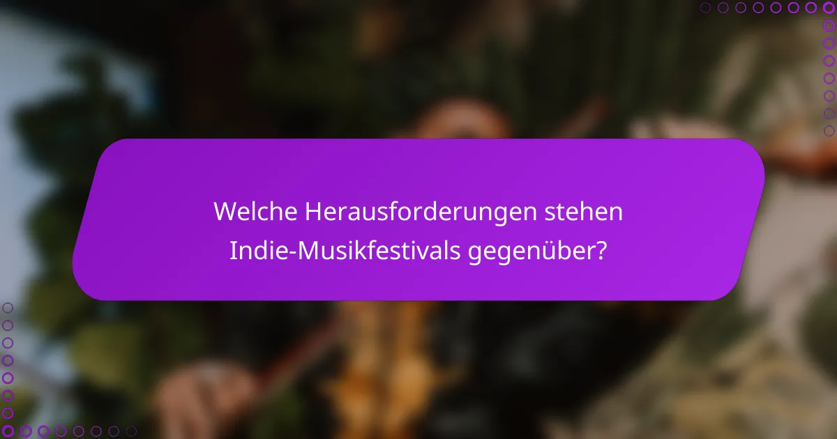 Welche Herausforderungen stehen Indie-Musikfestivals gegenüber?