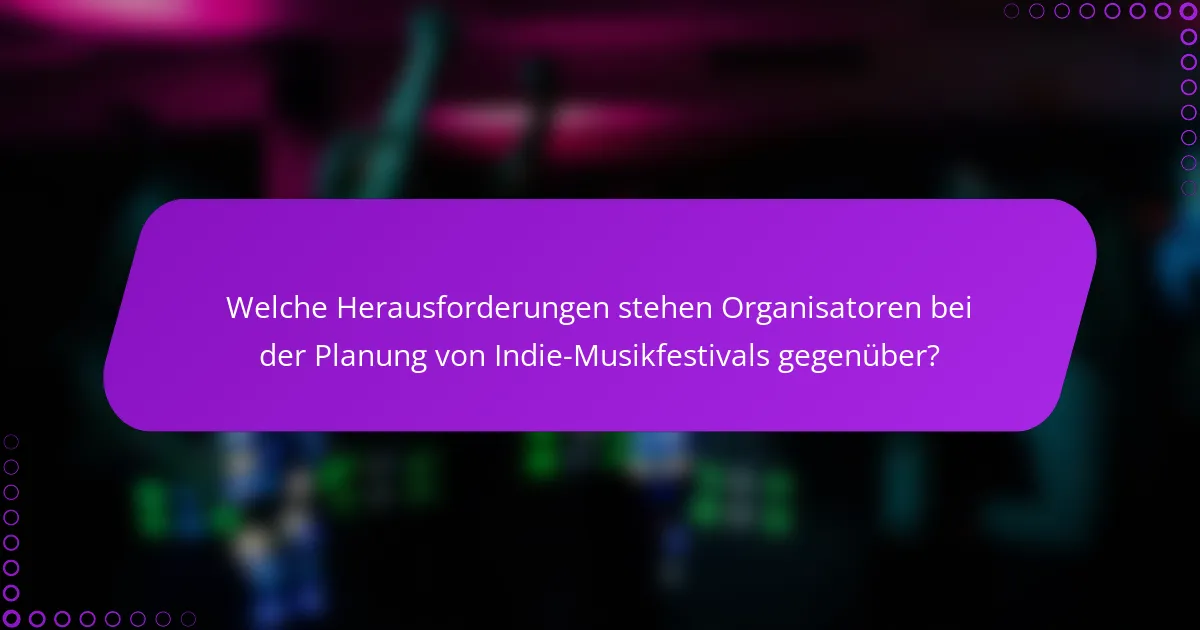 Welche Herausforderungen stehen Organisatoren bei der Planung von Indie-Musikfestivals gegenüber?