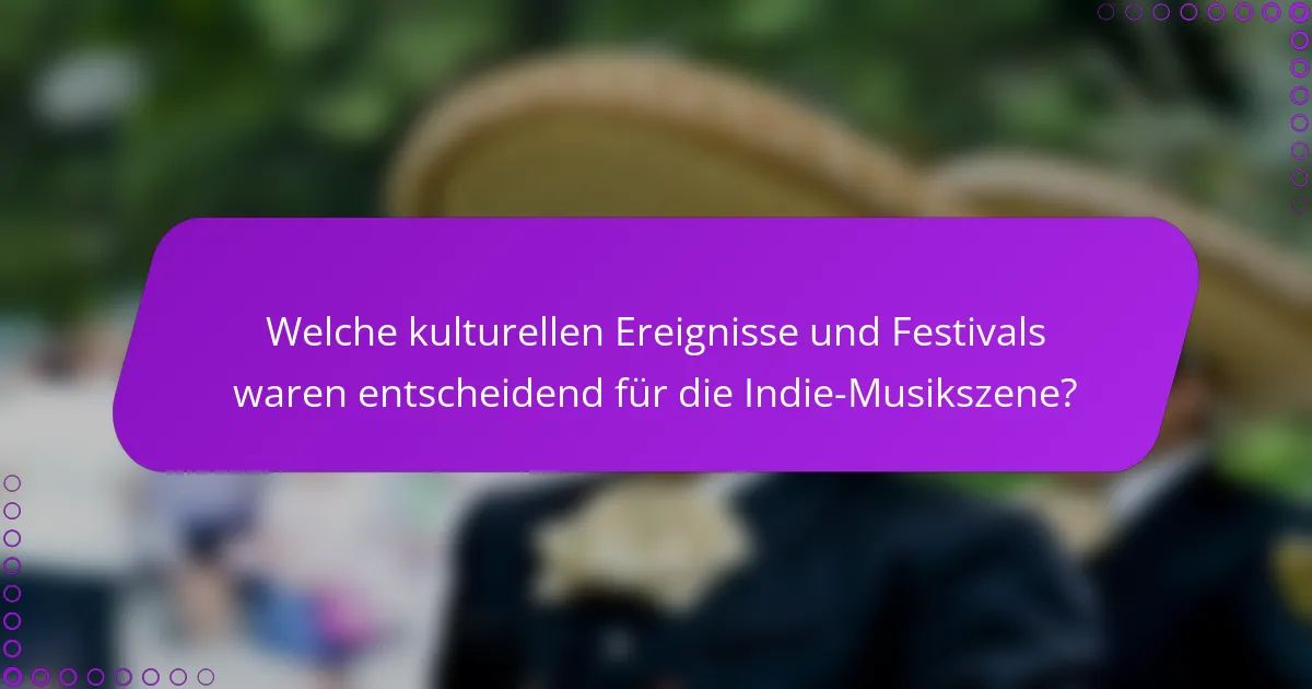 Welche kulturellen Ereignisse und Festivals waren entscheidend für die Indie-Musikszene?