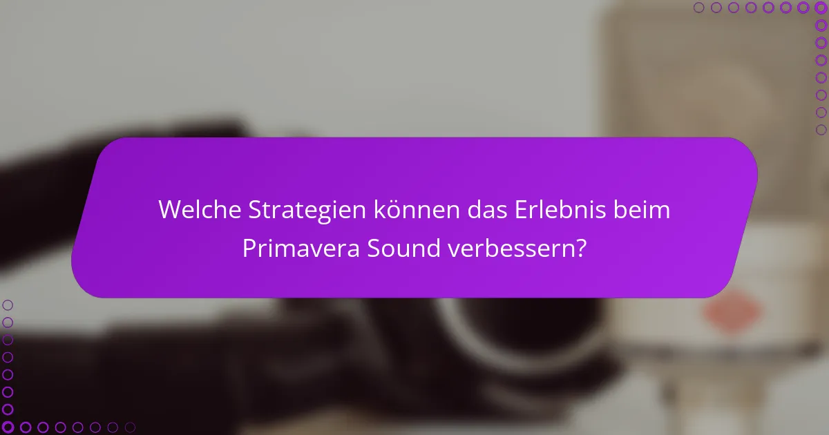 Welche Strategien können das Erlebnis beim Primavera Sound verbessern?