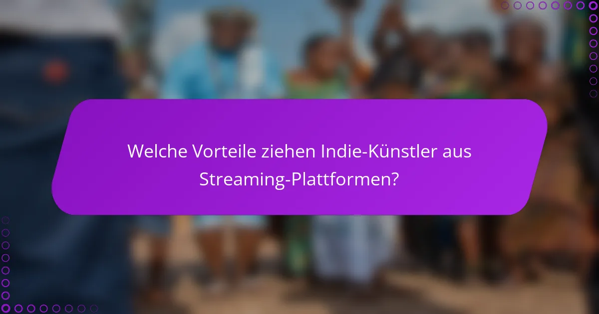 Welche Vorteile ziehen Indie-Künstler aus Streaming-Plattformen?
