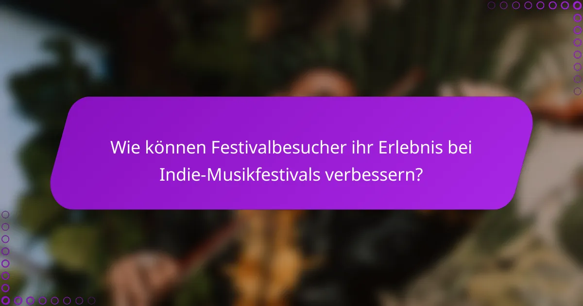 Wie können Festivalbesucher ihr Erlebnis bei Indie-Musikfestivals verbessern?